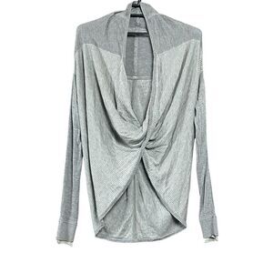 Lululemon Iconic Sweater Wrap Womens‎ Sz 12 Heathered Striped Grey Pullover